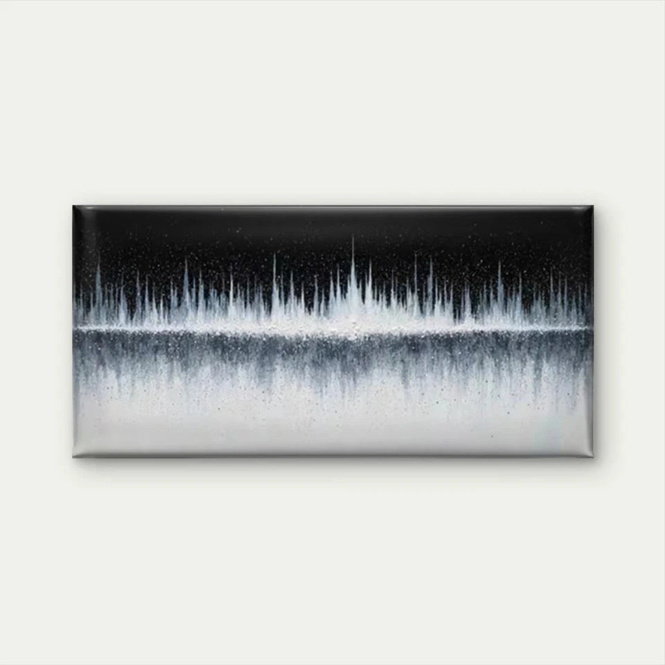 Black White Sound Wave & Cosmic Wall Art Canvas Office Home Room Framed 120x60cm