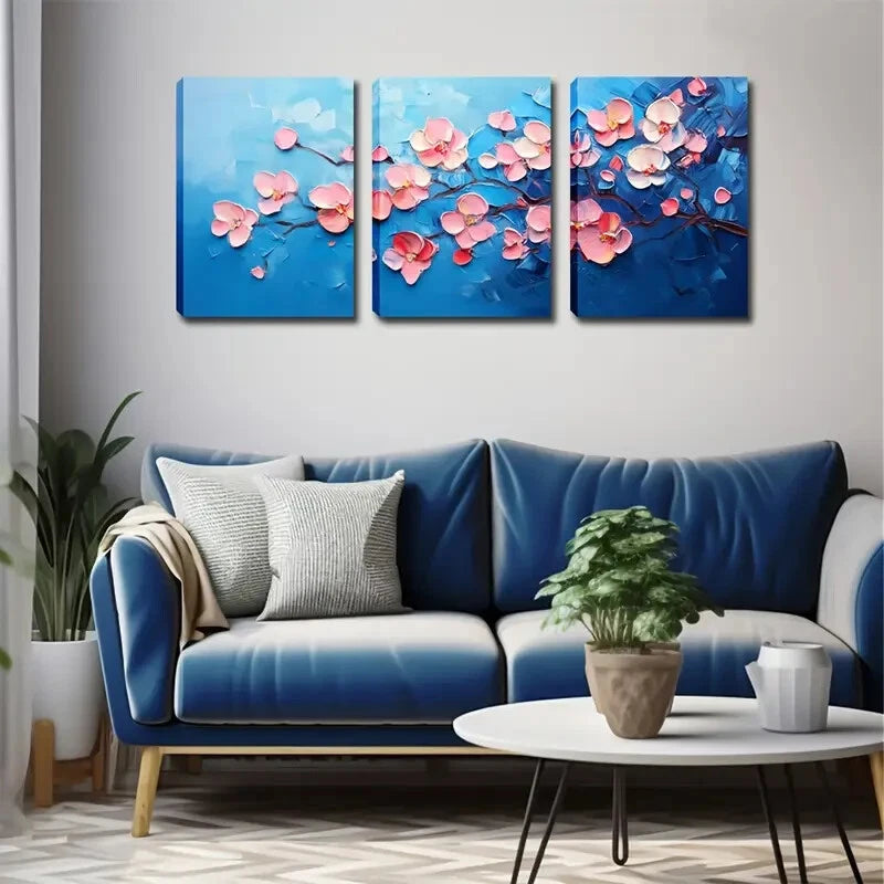 3pcs Pink Orchids Blooming On Dark Brown Perfect Wall Art Set Canvas Framed 40x60cm - High Quality Print 100% Australian Made Wall Canvas Ready to Hang - Bella Home Decor