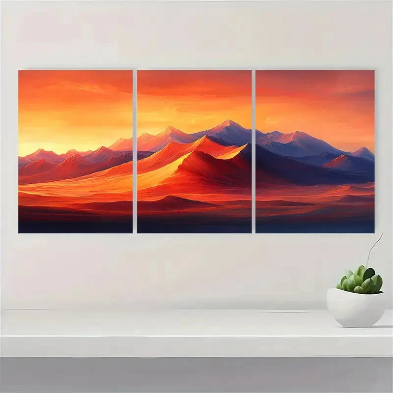 3pcs Rolling Sand Dunes at Sunset  E Wall Art Set Canvas Framed 60x90cm - High Quality Print 100% Australian Made Wall Canvas Ready to Hang
