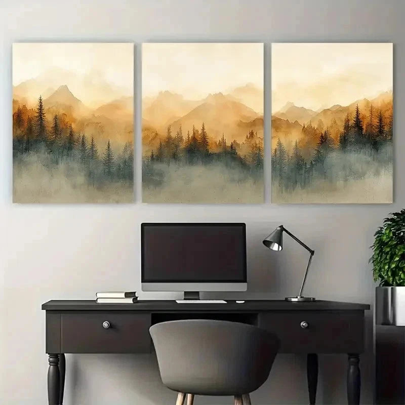 3pcs Abstract Beige Watercolor Stroke Perfect Wall Art Set Canvas Framed 50x70cm - High Quality Print 100% Australian Made Wall Canvas Ready to Hang - Bella Home Decor