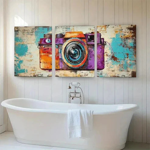 3pcs Colorful Retro Photography Theme Perfect Wall Art Canvas Unframed - High Quality Print 100% Australian Made Wall Canvas - Bella Home Decor