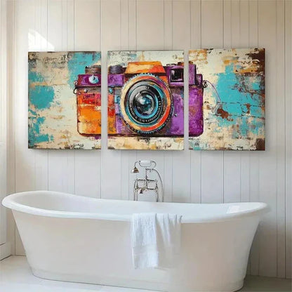 3pcs Colorful Retro Photography Theme Perfect Wall Art Canvas Unframed - High Quality Print 100% Australian Made Wall Canvas - Bella Home Decor