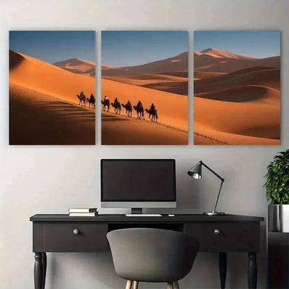 3pcs Sahara Desert Travel Morocco Perfect Wall Art Set Canvas Framed 50x70cm - High Quality Print 100% Australian Made Wall Canvas Ready to Hang