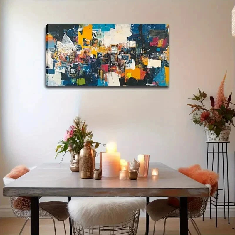 Abstract Colorful Block Design Wall Art Canvas Office Home Room Framed 120x60cm - Bella Home Decor