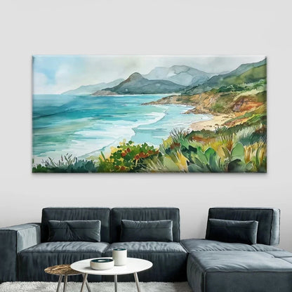 White Sand Seascape Wall Art Canvas Office Home Room Framed 120x60cm