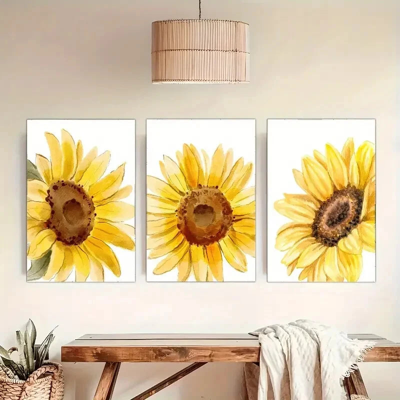 3pcs Sunflower Poster Botanical Art Prints Metal Print Ready to Hang Art