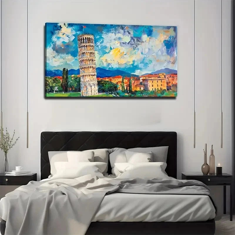 Famous Building Leaning Tower Wall Art Canvas Office Home Room Framed 120x60cm