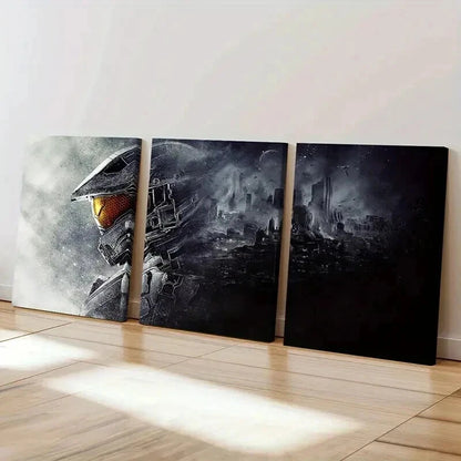 3pcs Popular Sci-Fi Game Halo Warriors  Wall Art Set Canvas Framed 60x90cm - High Quality Print 100% Australian Made Wall Canvas Ready to Hang - Bella Home Decor