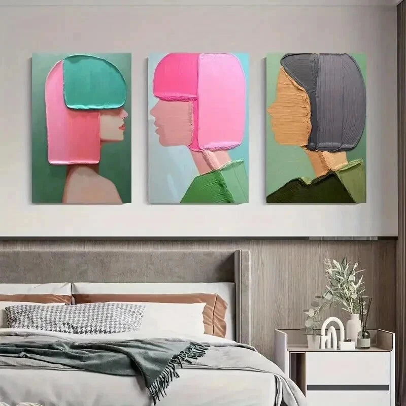 3pcs Colorful Abstract Portrait Modern Perfect Wall Art Set Canvas Framed 60x90cm - High Quality Print 100% Australian Made Wall Canvas Ready to Hang - Bella Home Decor