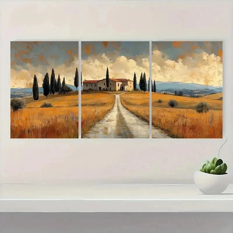 3pcs Dustin Way Country Landscape RT  Wall Art Set Canvas Framed 60x90cm - High Quality Print 100% Australian Made Wall Canvas Ready to Hang - Bella Home Decor