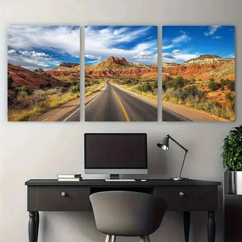 3pcs Southwestern Travel Decor Scenic Perfect Wall Art Set Canvas Framed 50x70cm - High Quality Print 100% Australian Made Wall Canvas Ready to Hang