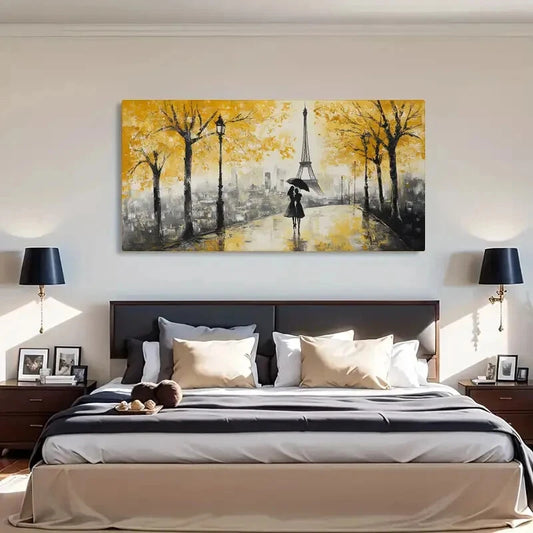 Paris Eiffel Tower Umbrella Wall Art Canvas Office Home Room Framed 120x60cm