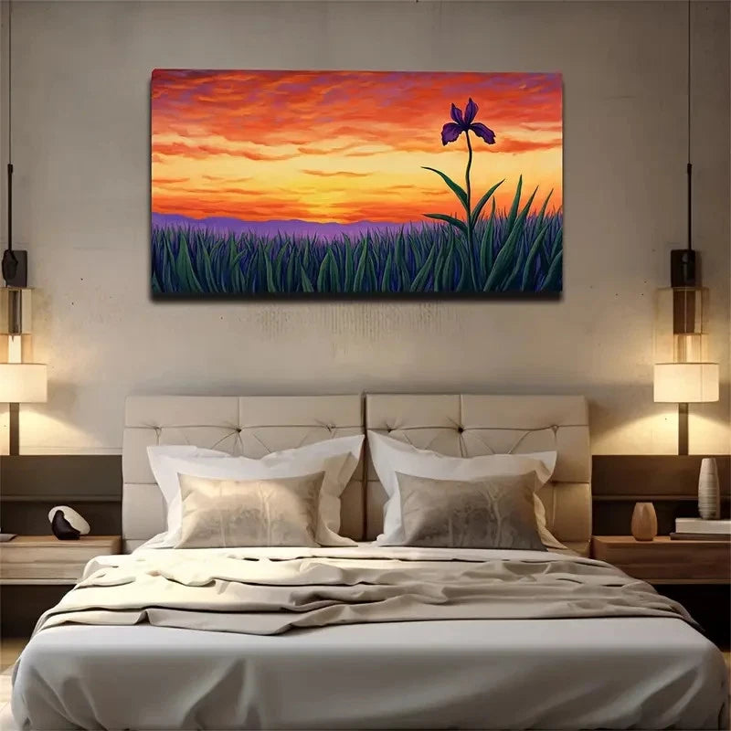 Solitary Flower Modern Wall Art Canvas Office Home Room Framed 120x60cm