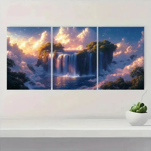 3pcs Fantasy Island In Sky Z Wall Art Set Canvas Unframed - High Quality Print 100% Australian Made Wall Canvas - Bella Home Decor
