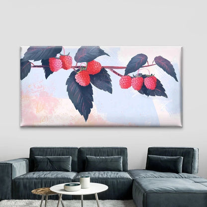 Blackberries on a Branch Wall Art Canvas Office Home Room Framed 120x60cm