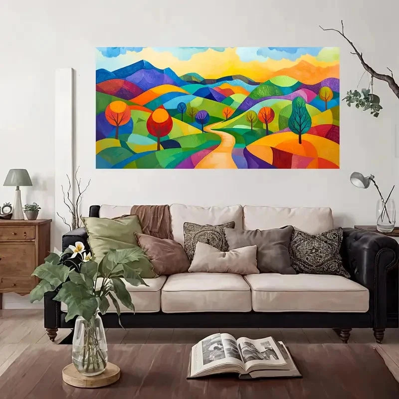 Abstract Landscape Wall Art Canvas Office Home Room Framed 120x60cm