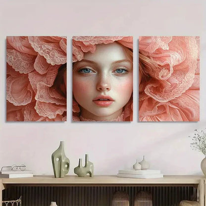 3pcs The Ruffle Fine Portrait Giclée Perfect Wall Art Canvas Unframed - High Quality Print 100% Australian Made Wall Canvas