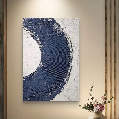 Abstract Blue and Black Brushstrokes 60x90cm Metal Print Ready to Hang