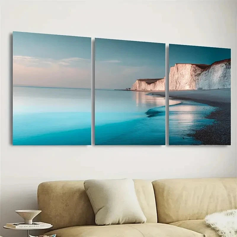 3pcs Beach Sunset Art Coastal Seascape Wall Art Set Canvas Framed 60x90cm - High Quality Print 100% Australian Made Wall Canvas Ready to Hang - Bella Home Decor