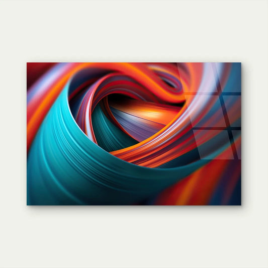 Vibrant 3D Swirl Abstract Ribbon Acrylic Glass Printing Wall Art Australian Made Quality