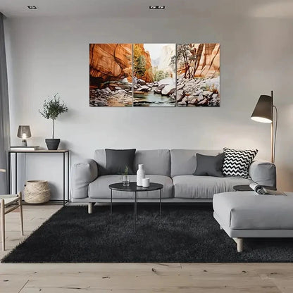 3pcs Desert River Vibrant Landscape Metal Print Ready to Hang Art - Bella Home Decor