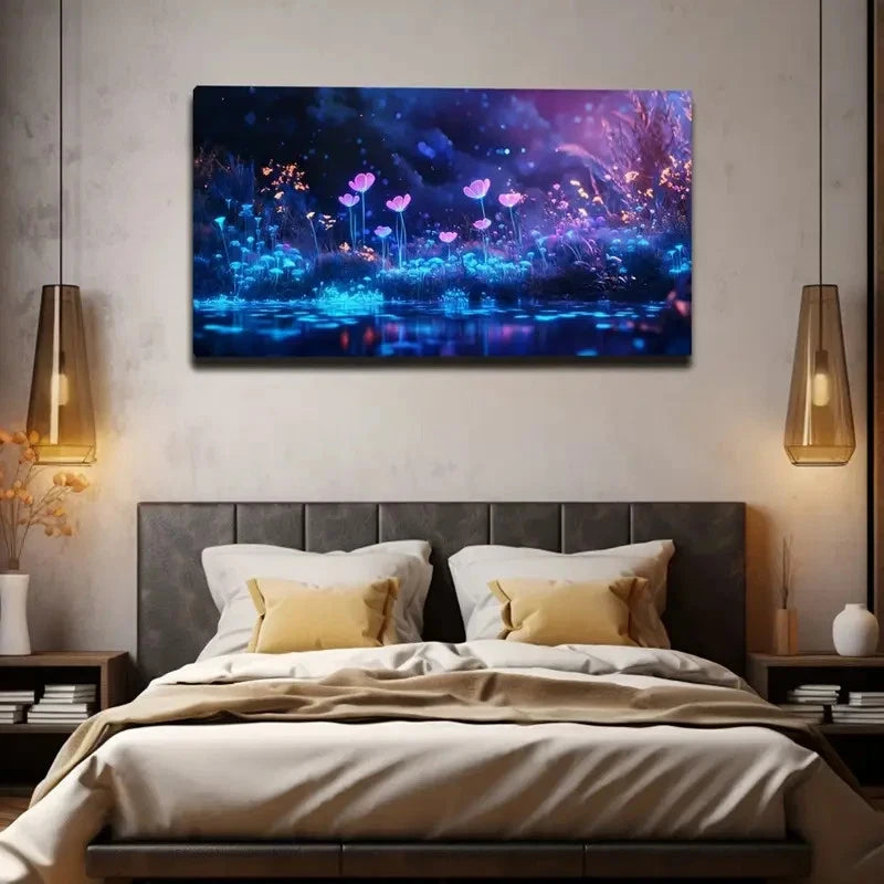 Glowing Heart Flower Grow Wall Art Canvas Office Home Room Framed 120x60cm
