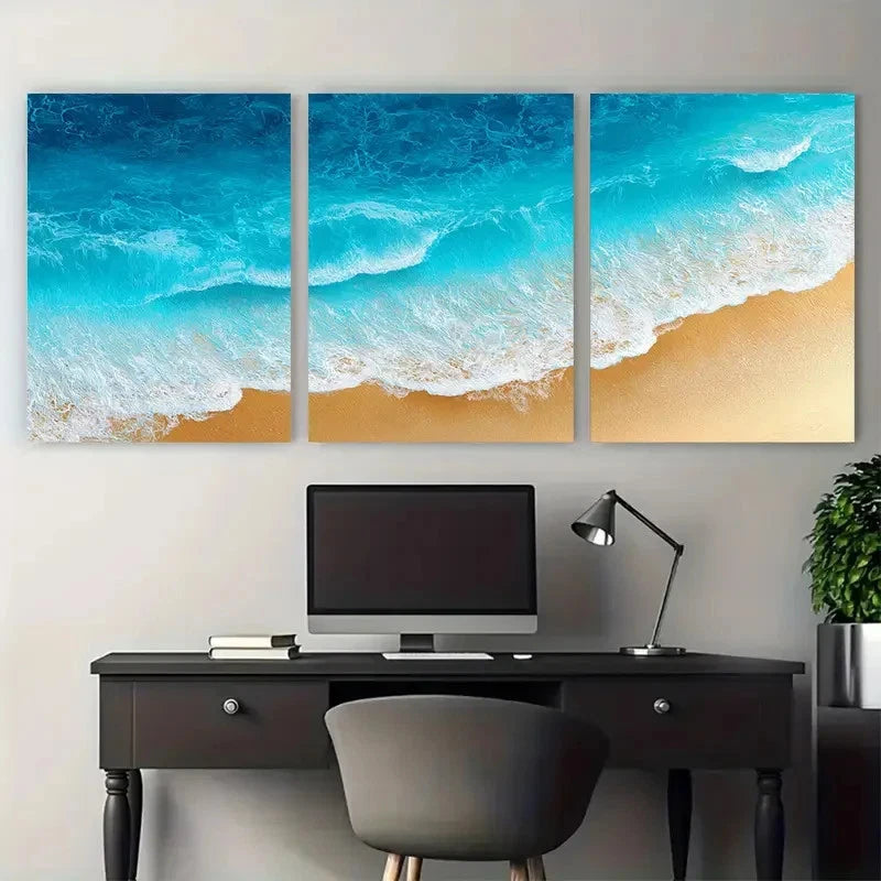 3pcs Beach Sun Surf Sea Salt Sand Perfect Wall Art Set Canvas Framed 40x60cm - High Quality Print 100% Australian Made Wall Canvas Ready to Hang - Bella Home Decor