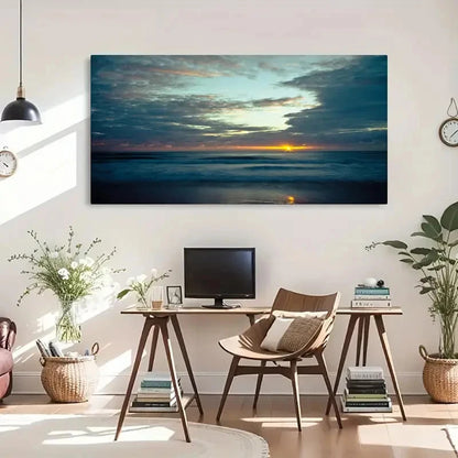 Sunrise Serene Ocean Décor Wall Art Canvas Office Home Room Framed 120x60cm