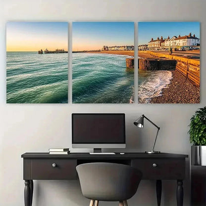 3pcs Impressionist West Sussex Coastal Perfect Wall Art Set Canvas Framed 50x70cm - High Quality Print 100% Australian Made Wall Canvas Ready to Hang