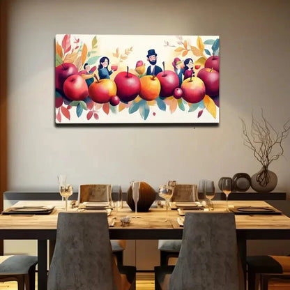 Vibrant Apple Vine Colorful Wall Art Canvas Office Home Room Framed 120x60cm