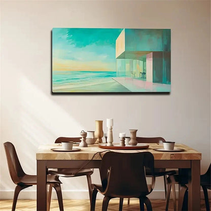 Modern Bohemian Seaside House Wall Art Canvas Office Home Room Framed 120x60cm