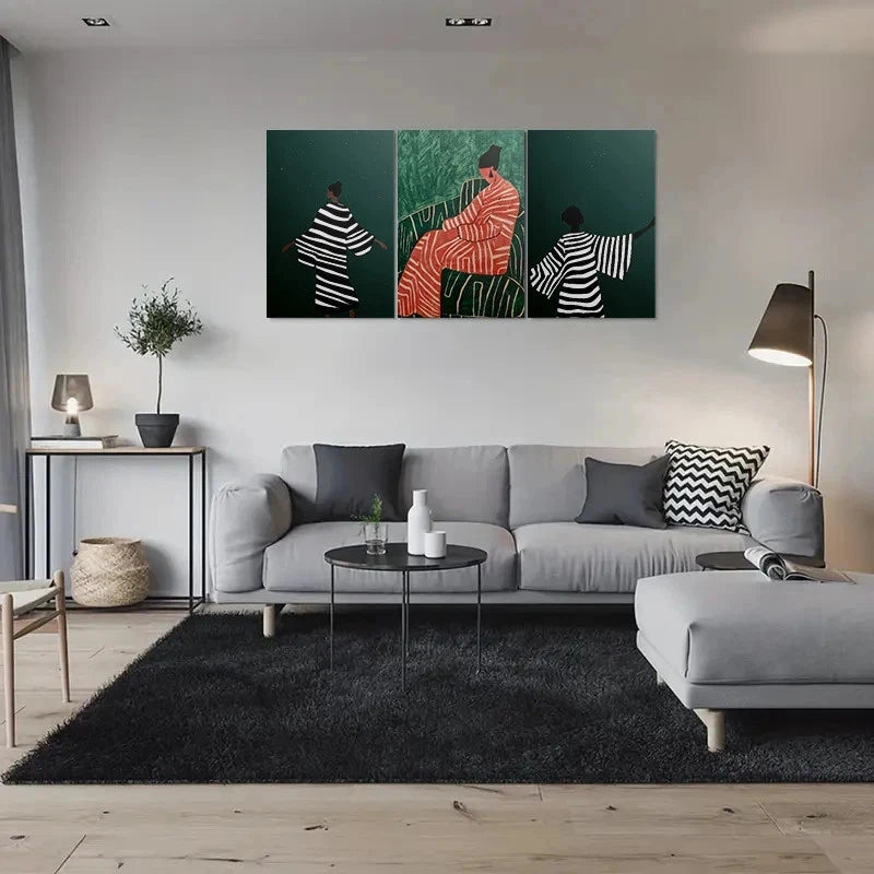 3pcs Modern Abstract Figures Themed Metal Print Ready to Hang Art - Bella Home Decor