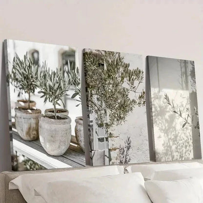 3pcs Olive Tree Close Up Branch Decoration Wall Art Canvas Unframed - High Quality Print 100% Australian Made Wall Canvas