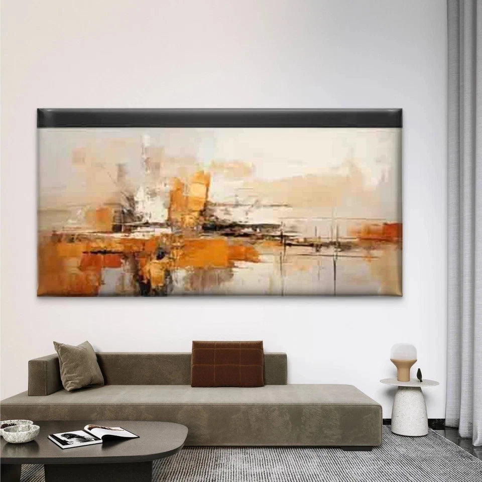 Abstract with Golden Accents Wall Art Canvas Office Home Room Framed 120x60cm - Bella Home Decor