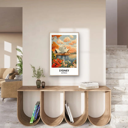 Sydney, Australia, Featuring Painting Travel Poster Print Wall Art