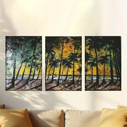 3pcs Colorful abstract island forest Wall Art Set Canvas Framed 60x90cm - High Quality Print 100% Australian Made Wall Canvas Ready to Hang - Bella Home Decor