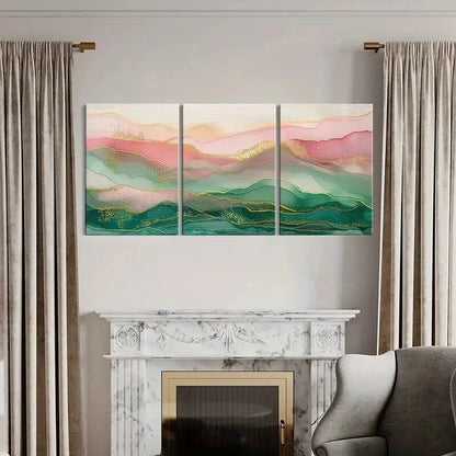 3pcs Abstract Landscape Art Elegant Wall Art Metal Print Ready to Hang Art - Bella Home Decor