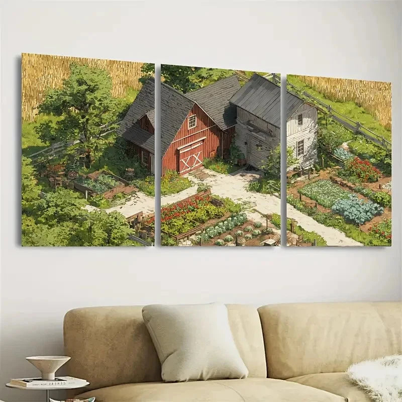 3pcs Rustic Farmhouse Recess Framed Wall Art Set Canvas Framed 60x90cm - High Quality Print 100% Australian Made Wall Canvas Ready to Hang