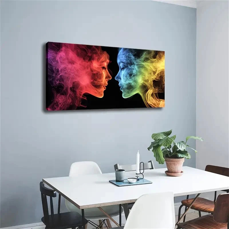 Two Facial Contours Composed Wall Art Canvas Office Home Room Framed 120x60cm - Bella Home Decor