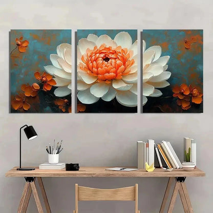 3pcs Chrysanthemum Flower White Perfect Wall Art Set Canvas Framed 40x60cm - High Quality Print 100% Australian Made Wall Canvas Ready to Hang - Bella Home Decor