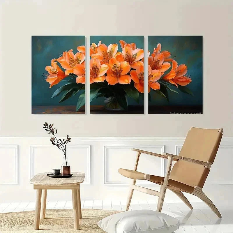 3pcs Peruvian Lilies Flower Nature Perfect Wall Art Set Canvas Framed 60x90cm - High Quality Print 100% Australian Made Wall Canvas Ready to Hang