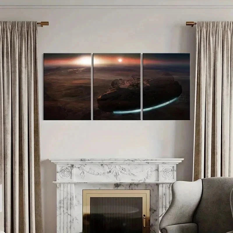 3pcs Universe Space Spaceship Movie Decor Wall Art Set Canvas Framed 60x90cm - High Quality Print 100% Australian Made Wall Canvas Ready to Hang