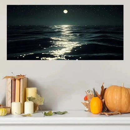 Modern Night Ocean Scene Wall Art Canvas Office Home Room Framed 120x60cm