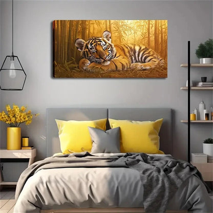 A Small Tiger Is Sleeping Peace Wall Art Canvas Office Home Room Framed 120x60cm - Bella Home Decor