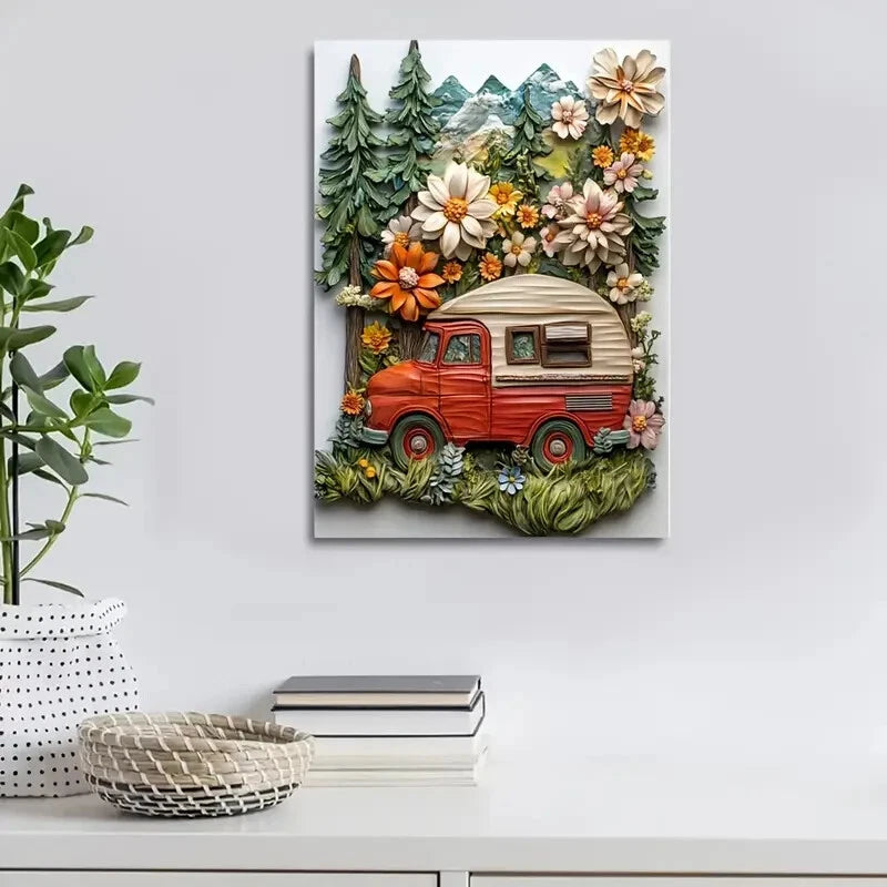 Beautiful The Kindred Pines Heart Blossoms Painting 40x60cm Metal Print Ready to Hang - Bella Home Decor