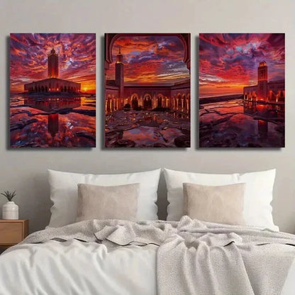 3pcs The Sunset Glow Reflections on The Water Wall Art Set Canvas Unframed - High Quality Print 100% Australian Made Wall Canvas