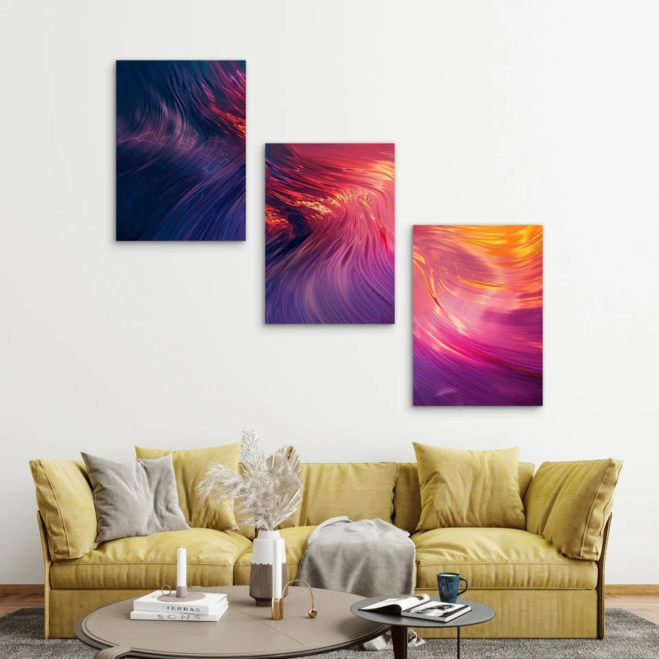3pcs Abstract Background Design Metal Print Ready to Hang Art