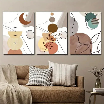 3pcs Bohemian Abstract Botanical Tones Wall Art Set Canvas Unframed - High Quality Print 100% Australian Made Wall Canvas - Bella Home Decor