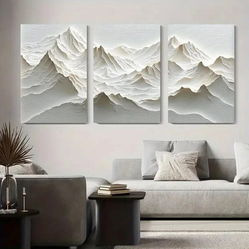 3pcs Modern Abstract  W Mountain  Wall Art Set Canvas Framed 50x70cm - High Quality Print 100% Australian Made Wall Canvas Ready to Hang