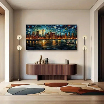 Modern Abstract Cityscape Wall Art Canvas Office Home Room Framed 120x60cm